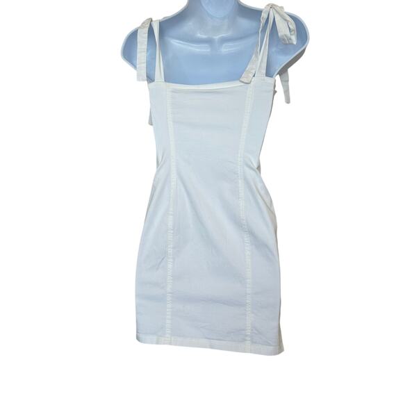 Superdown White Cotton Tie Strap Mini Dress SMALL Bodycon Romantic $88 NEW - Picture 6 of 8